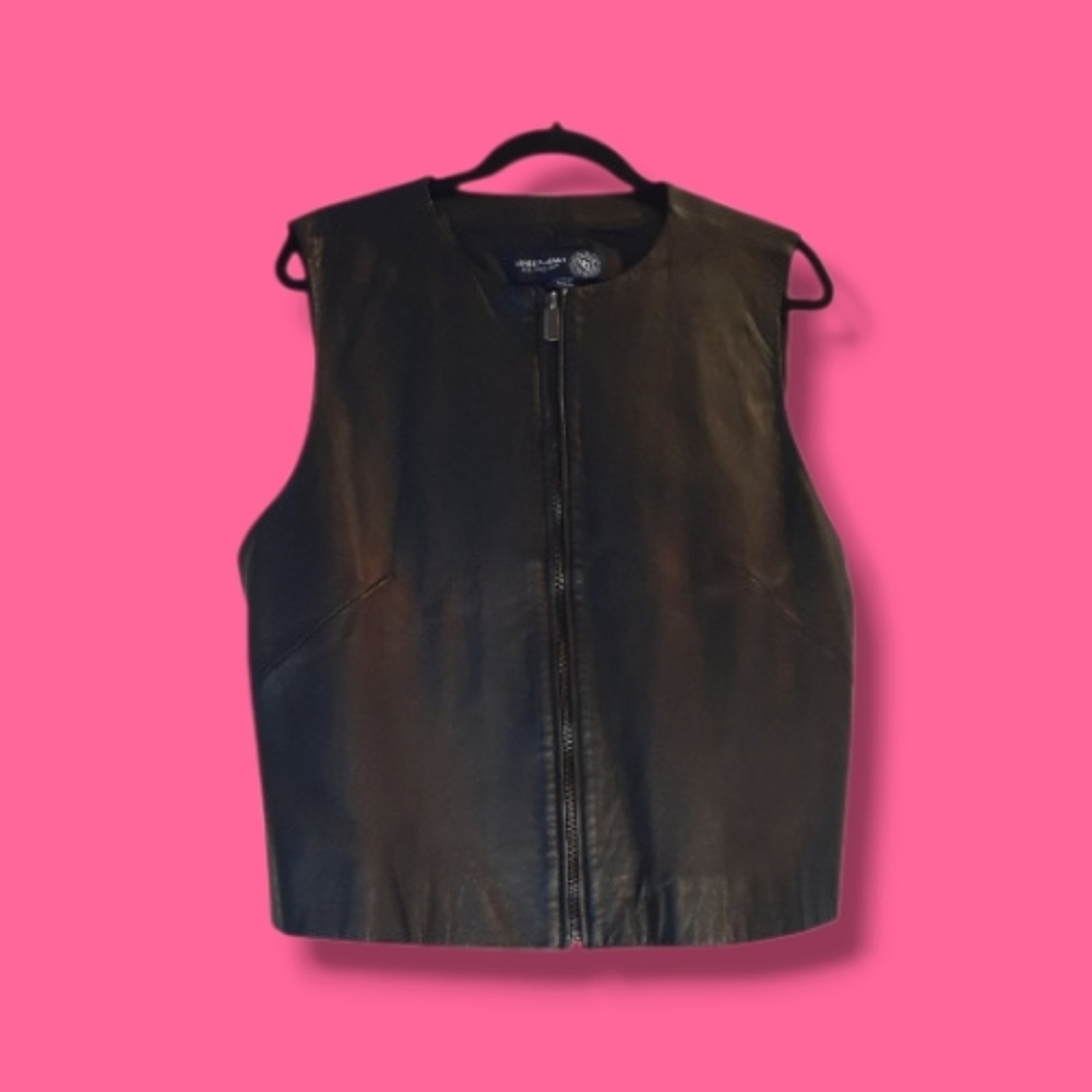Genuine Leather Women's Vest Matte Black Size 18/20